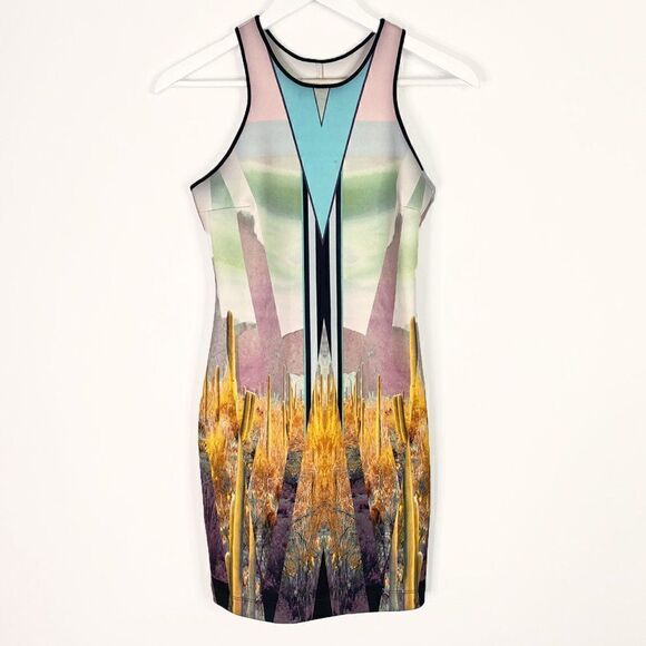 Clover Canyon Desert Prism Sleeveless Racerback Neoprene Dress - Picture 2 of 8